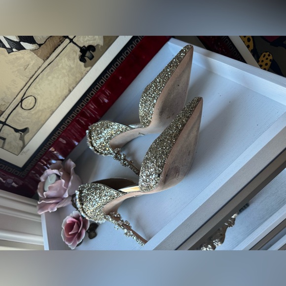 Badgley Mischka Glittering Gold Heels - Picture 7 of 11